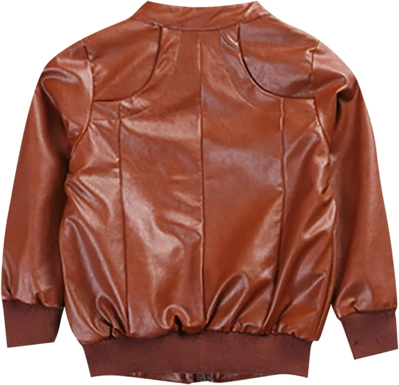 3-12Years Boy's Trendy Stand-Collar PU Leather Spring Moto Jacket Kids Zipper Fall Coats Outerwear