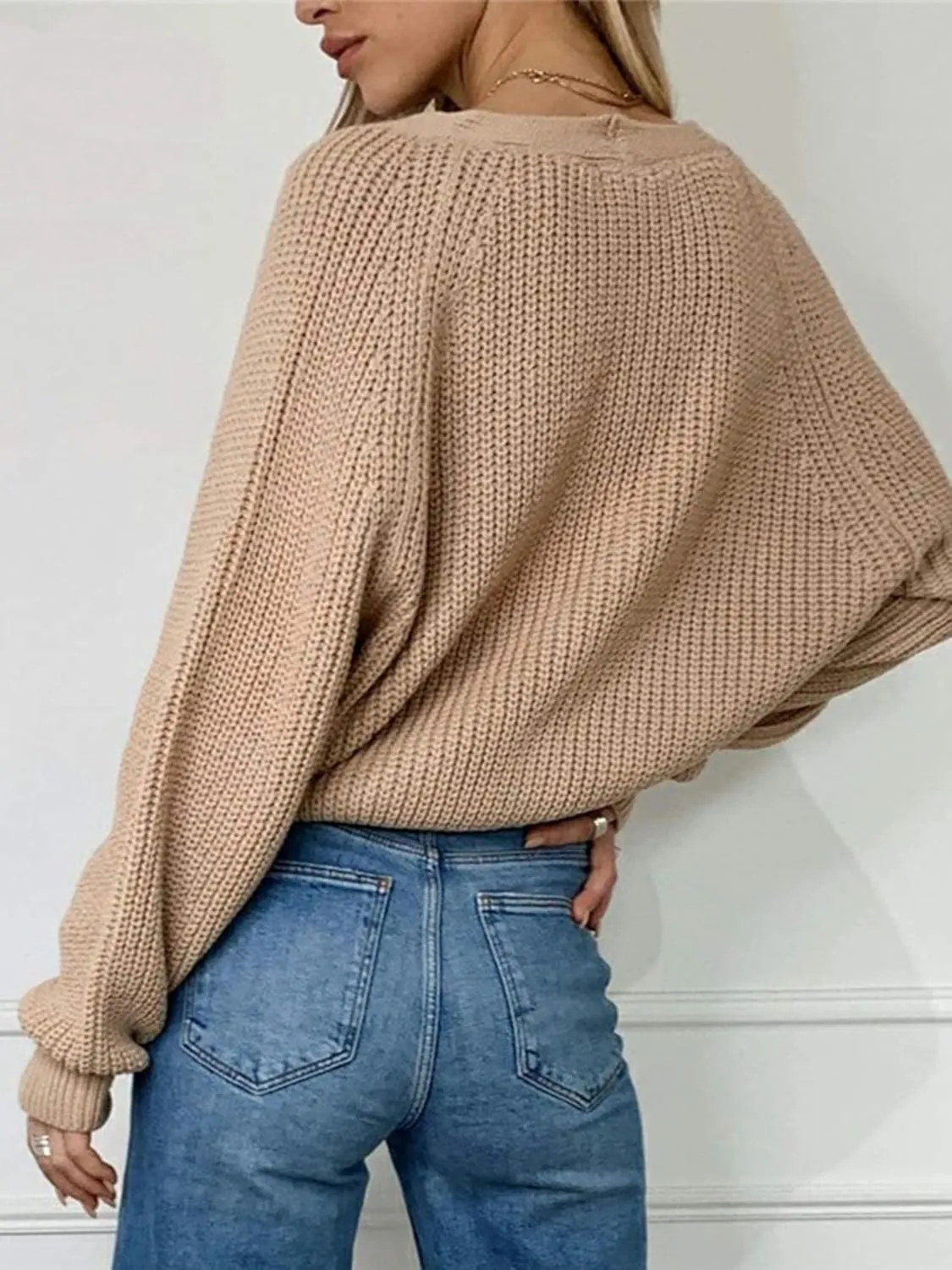 Angashion Women's V Neck Button Down Long Sleeve Cable Knit Cardigan Sweaters Outerwear Tops