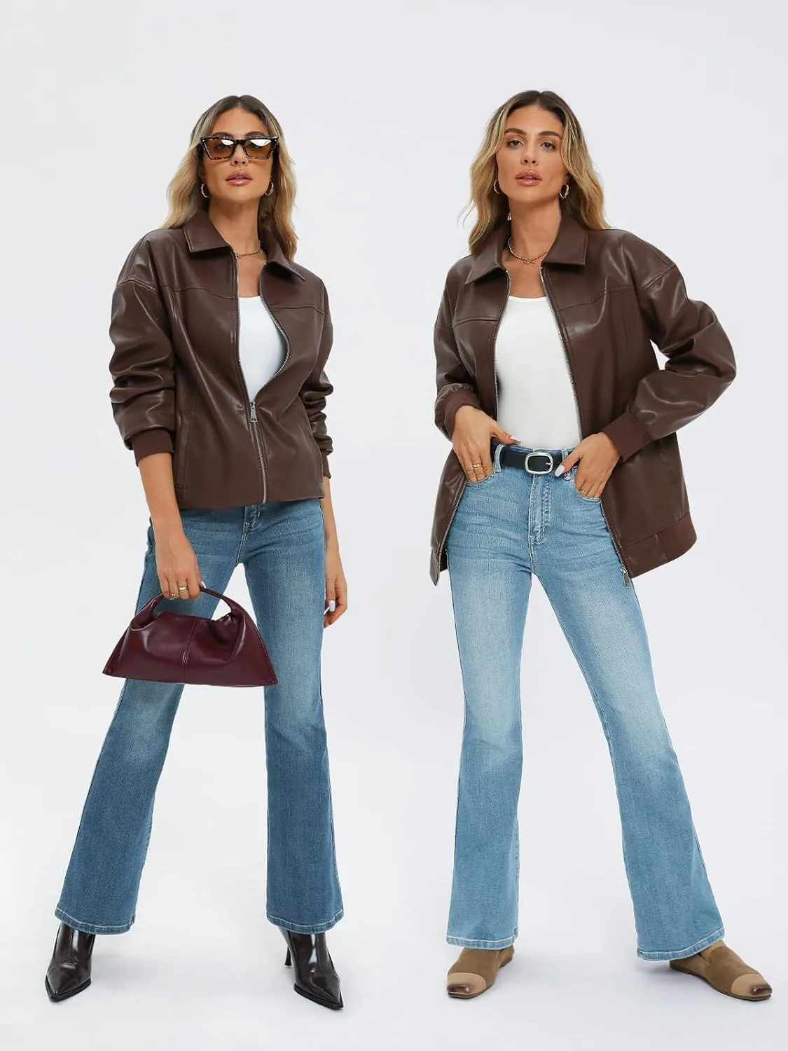 AUTOMET Womens Oversized Leather Jackets Zip Up Coats Faux Motorcycle Bomber Outfits Fall Trendy Fashion Winter Clothes 2025