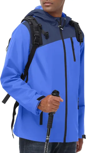 Avoogue Mens Waterproof Lightweight Rain Jacket Breathable Active Outdoor Hooded Raincoat Casual Trendy Jackets Work Jacket