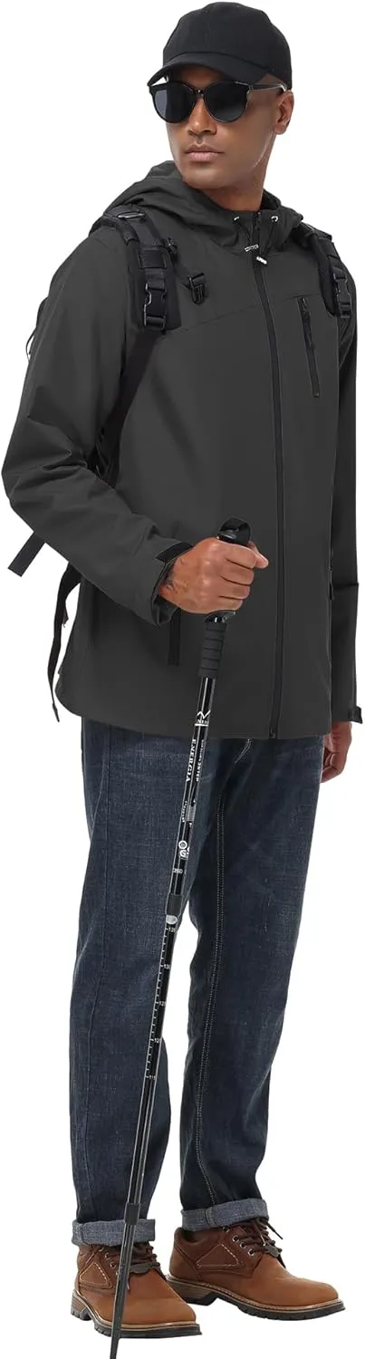 Avoogue Mens Waterproof Lightweight Rain Jacket Breathable Active Outdoor Hooded Raincoat Casual Trendy Jackets Work Jacket