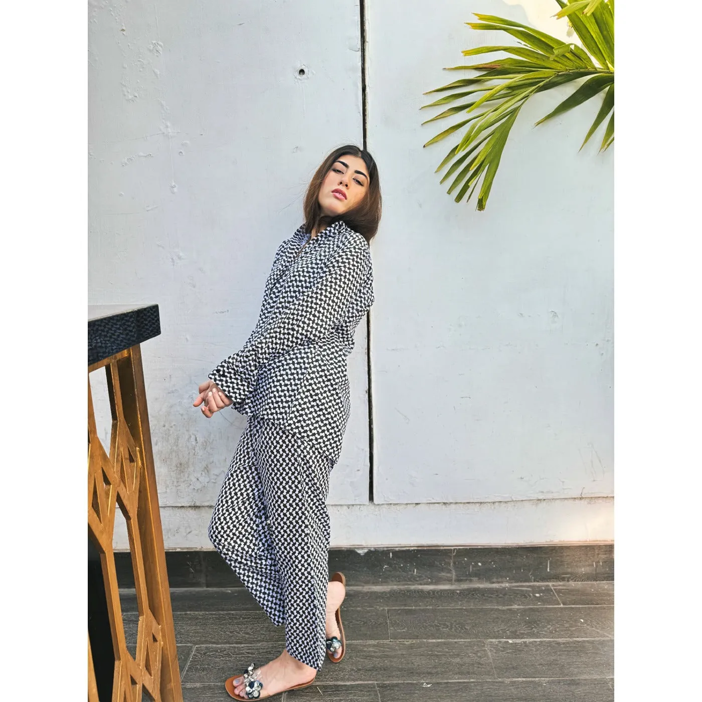 Black Patterned Matching Set