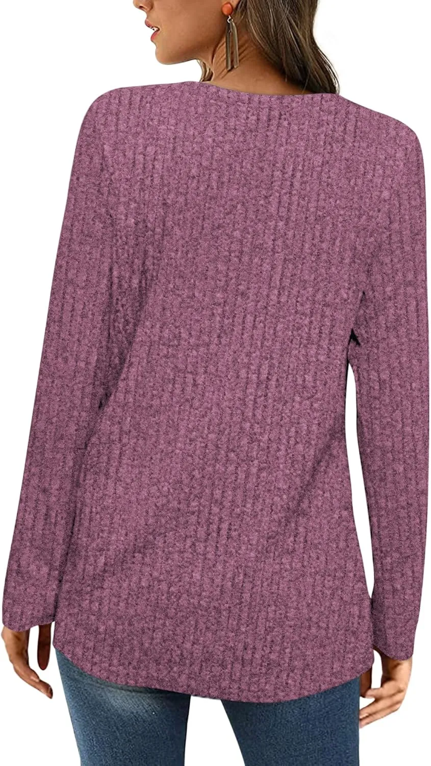 BZB Women's Sweaters Fall 2024 Lightweight Long Sleeve Square Neck Tunic Tops