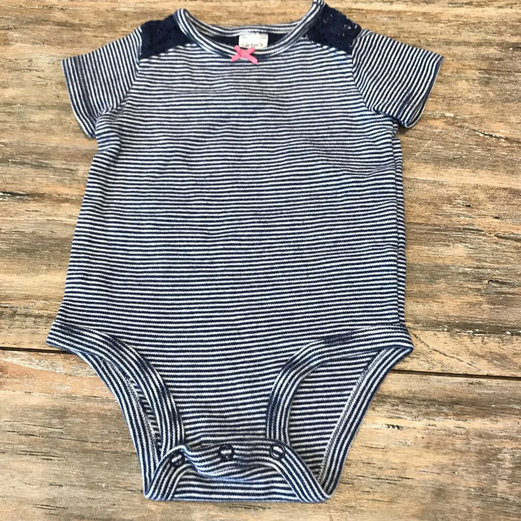 Carter's Navy & White Striped Onesie 6m