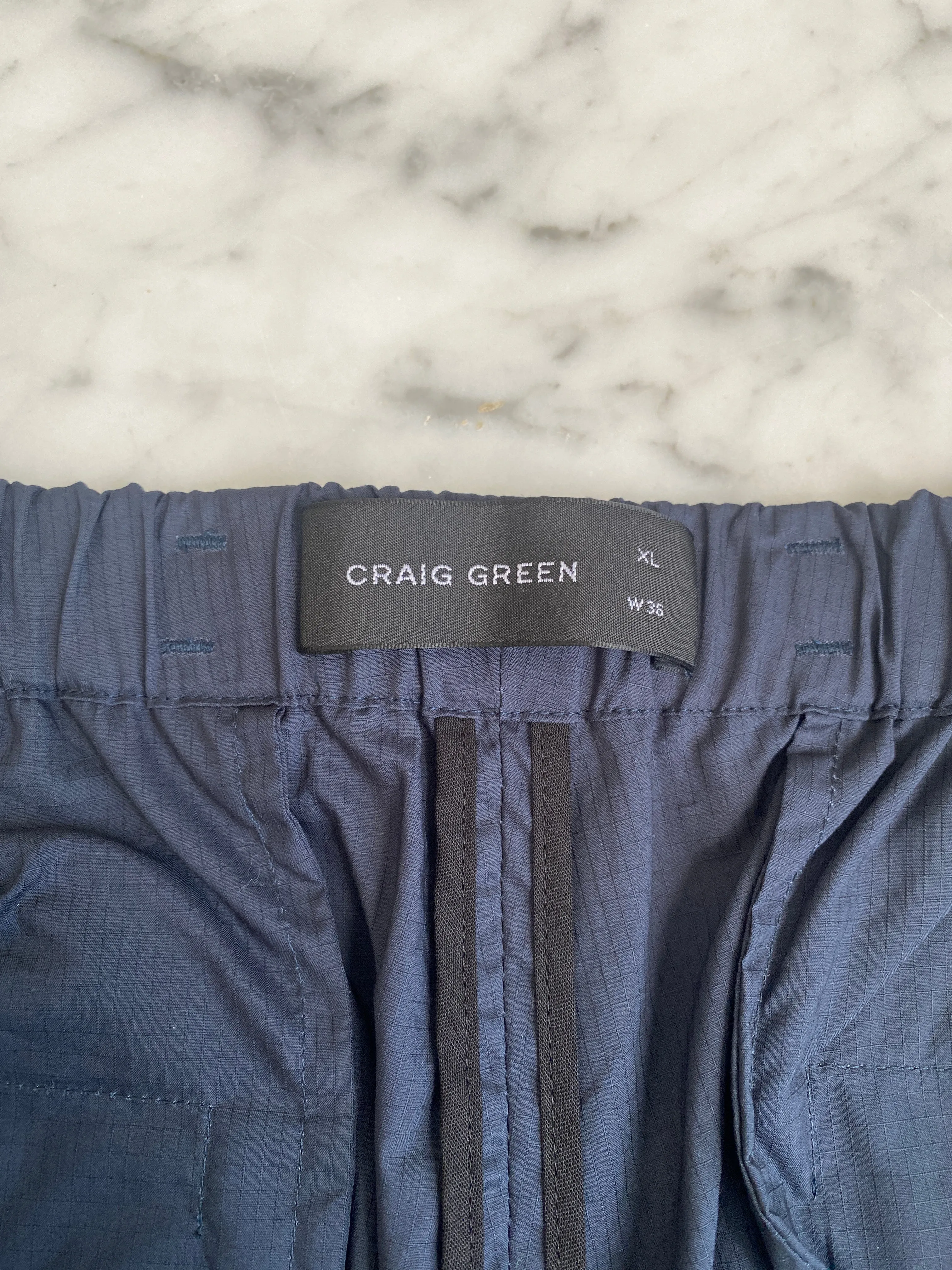 Craig Green - Navy Blue Lace Detail Ripstop Pants