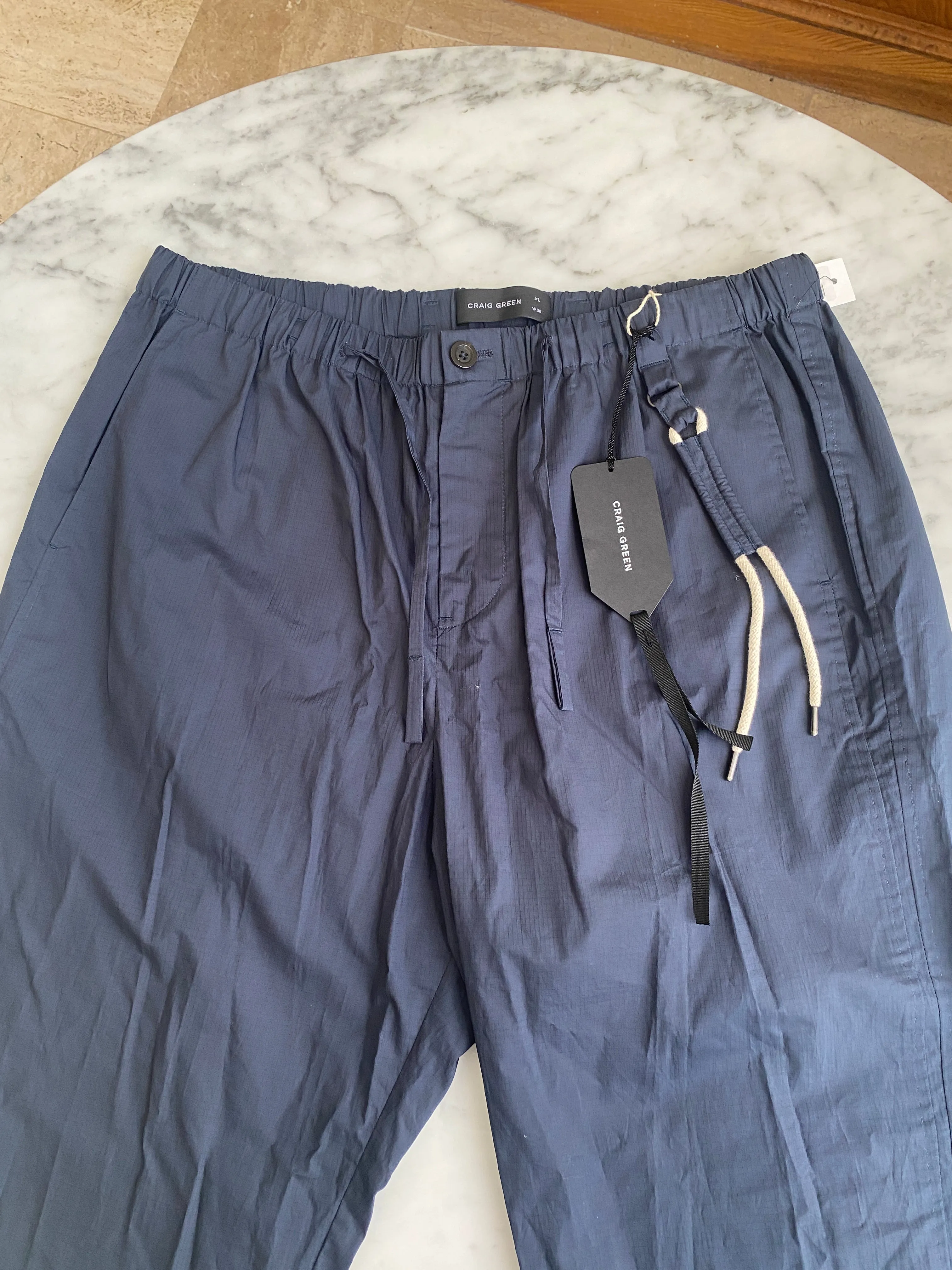 Craig Green - Navy Blue Lace Detail Ripstop Pants