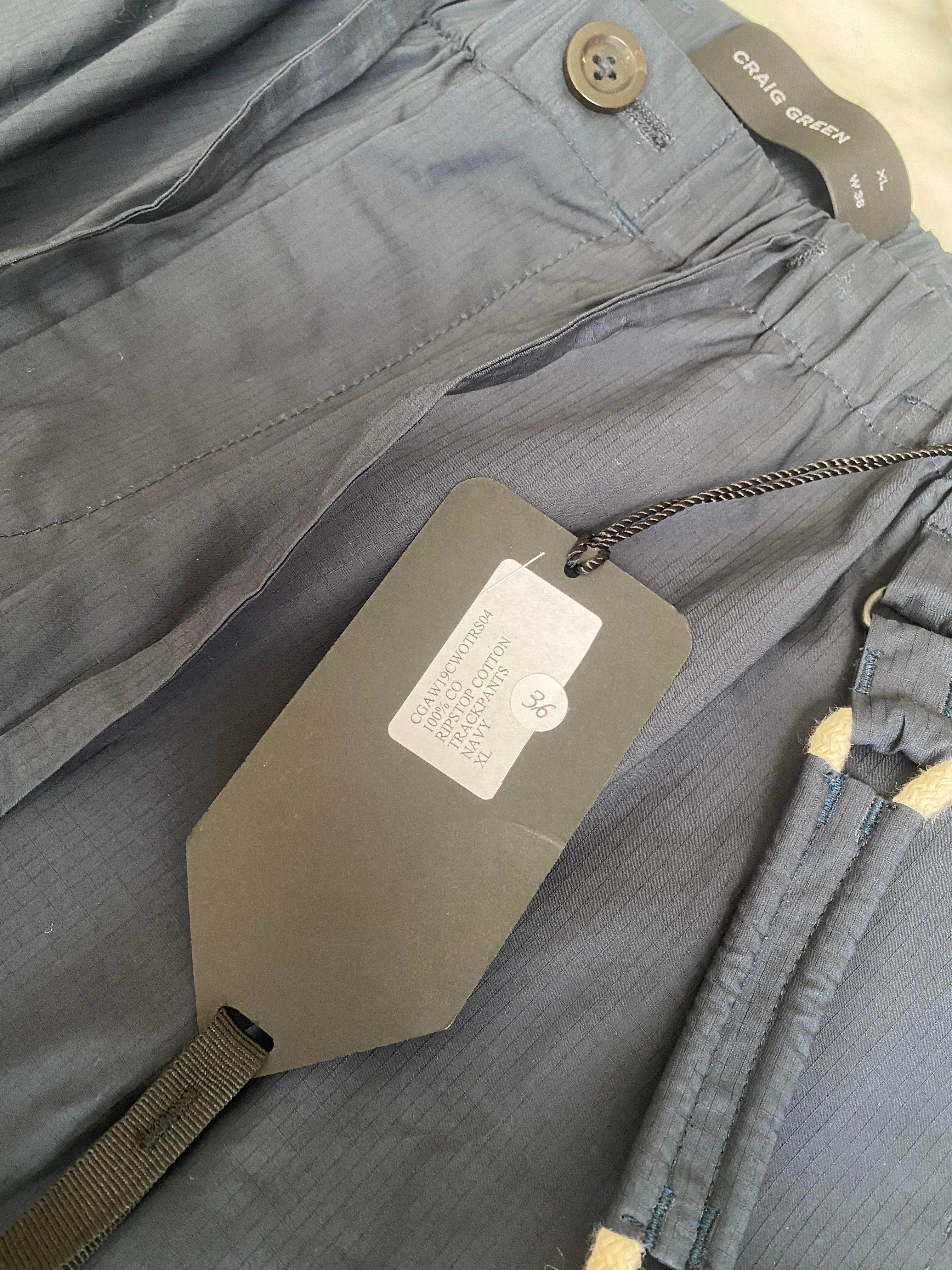 Craig Green - Navy Blue Lace Detail Ripstop Pants