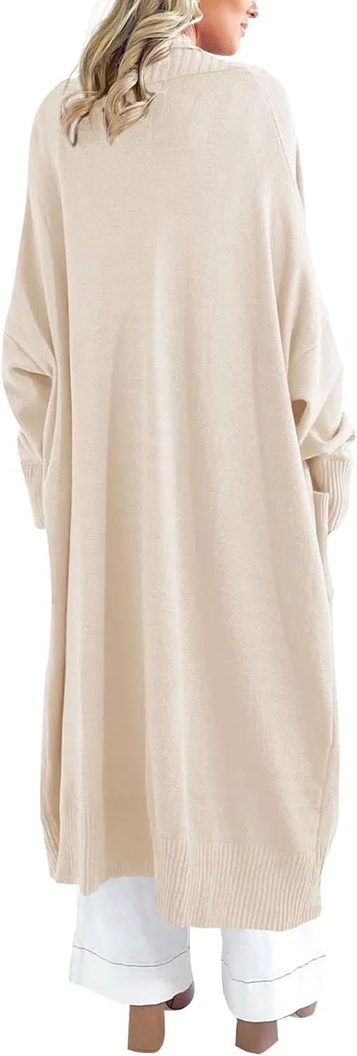 Danedvi Womens Long Cardigan Sweaters 2024 Fall Chunky Knit Oversized Slouchy Open Front Warm Coats with Pockets