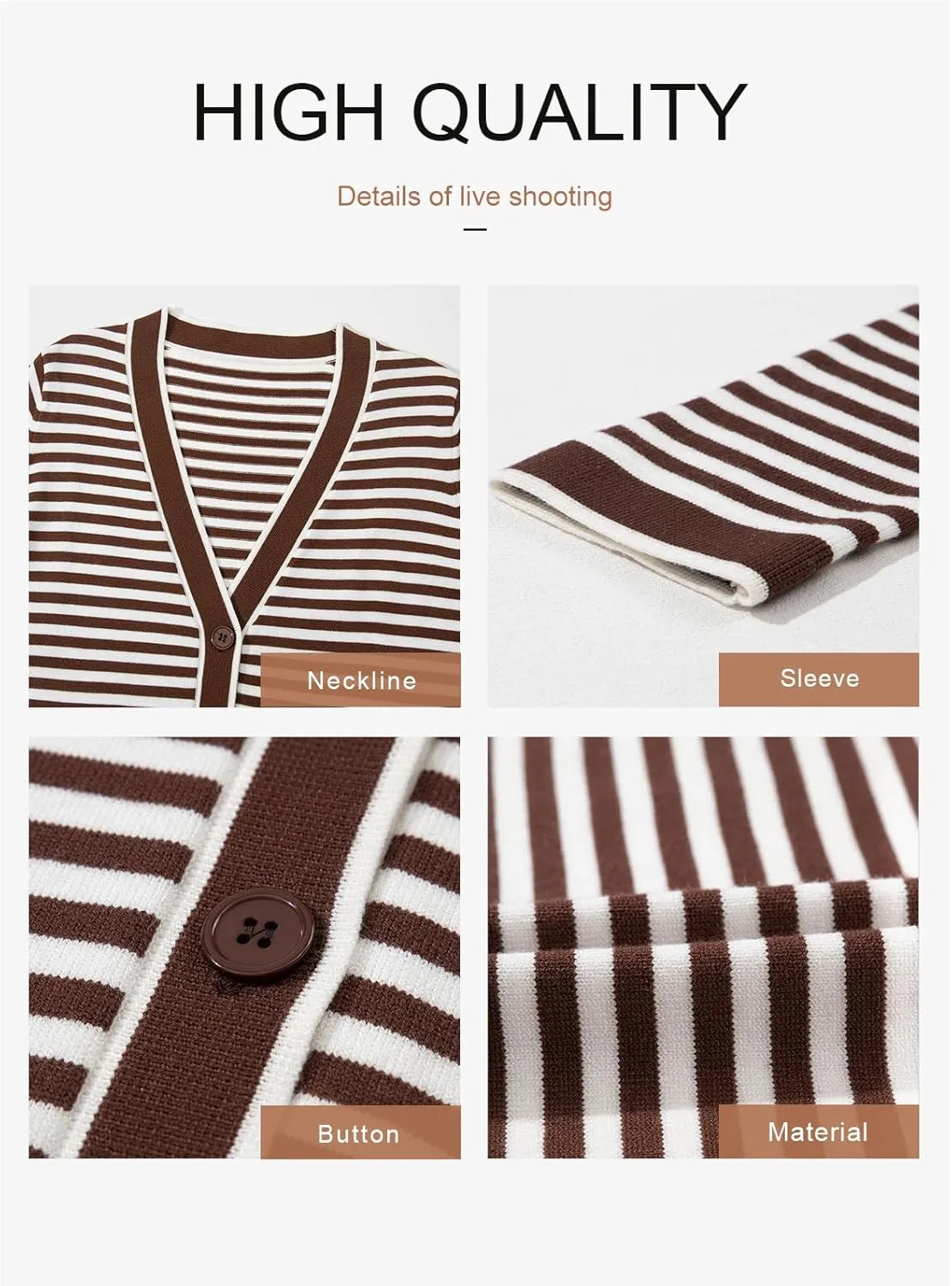 Dokotoo Cardigan Sweaters for Women Striped Fall Outfit Open Front Button Down Womens Cardigan with Pockets