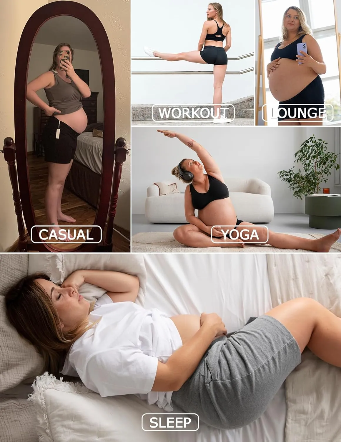 fitglam Women's Maternity Shorts Lounge Sleep Pajama Workout Comfy Stretchy Pregnancy Shorts