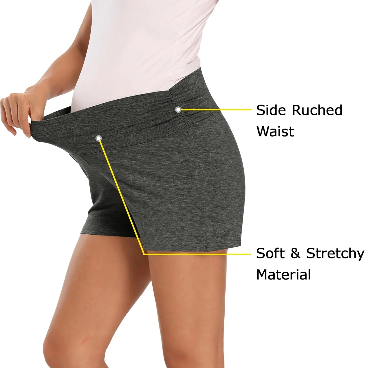 fitglam Women's Maternity Shorts Lounge Sleep Pajama Workout Comfy Stretchy Pregnancy Shorts
