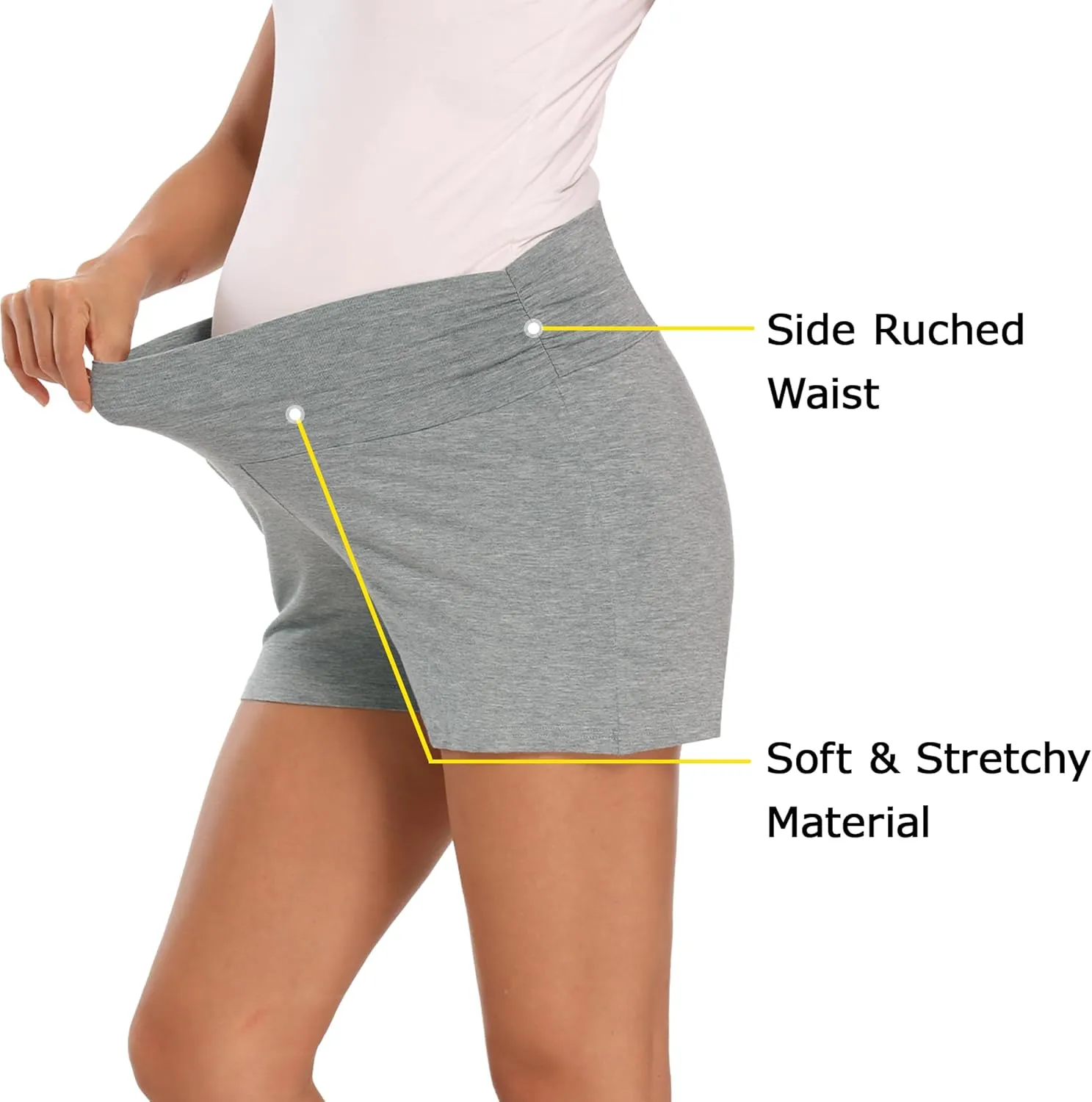 fitglam Women's Maternity Shorts Lounge Sleep Pajama Workout Comfy Stretchy Pregnancy Shorts