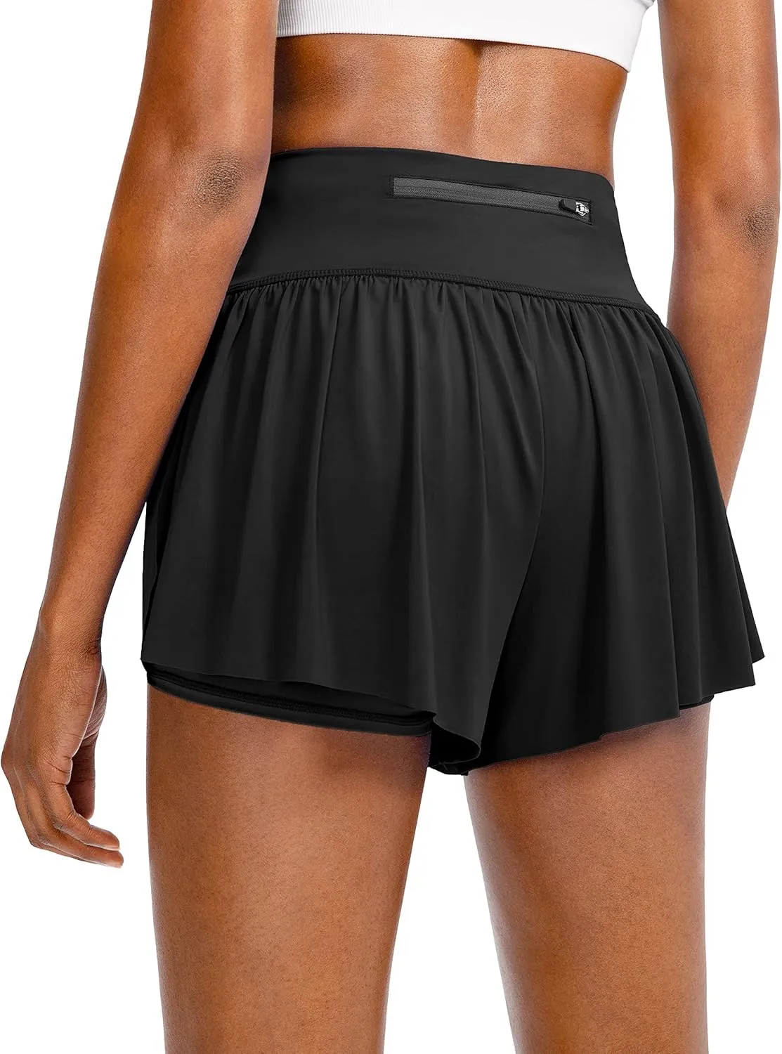 Flowy Running Shorts for Women with 4 Pockets 2 in 1 High Waisted Women's Butterfly Workout Athletic Tennis Skirt Shorts