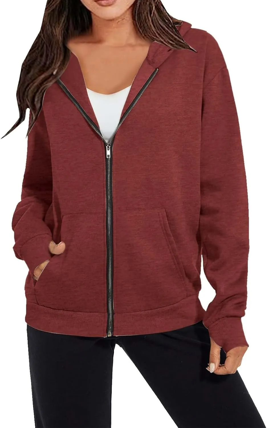 Full Zip Up Hoodies For Women Trendy 2023 Fall y2k Clothes Long Sleeve Zipper Hooded Sweatshirt Lightweight Jackets