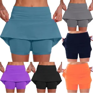 FZVYD Plus Size Skorts for Women Tummy Control High Waisted Athletic Tennis Golf Skirts with Shorts Pockets Biker Shorts 2024