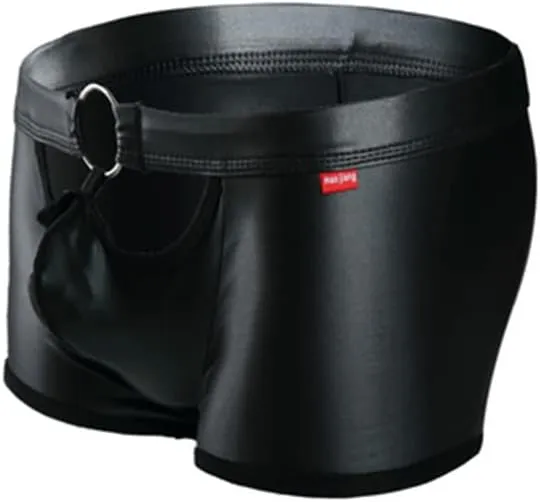 Gay Men's Imitation Leather Sexy Wetlook Boxer Shorts Underwear