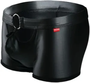 Gay Men's Imitation Leather Sexy Wetlook Boxer Shorts Underwear