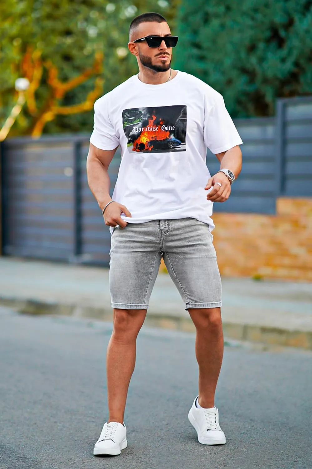 GINGTTO Men's Denim Shorts Slim Fit Stretch Short Jeans