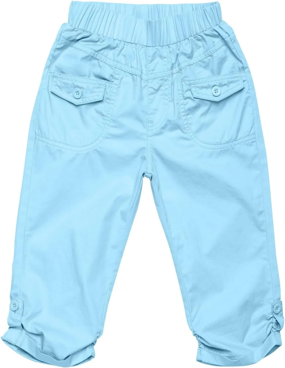 Girls Shorts for Kids Cotton Elastic Waist with Cargo Pockets