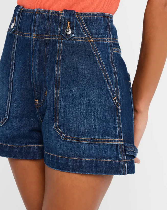 GRAHAM DENIM WORKWEAR SHORTS IN BRIGHT BLUE