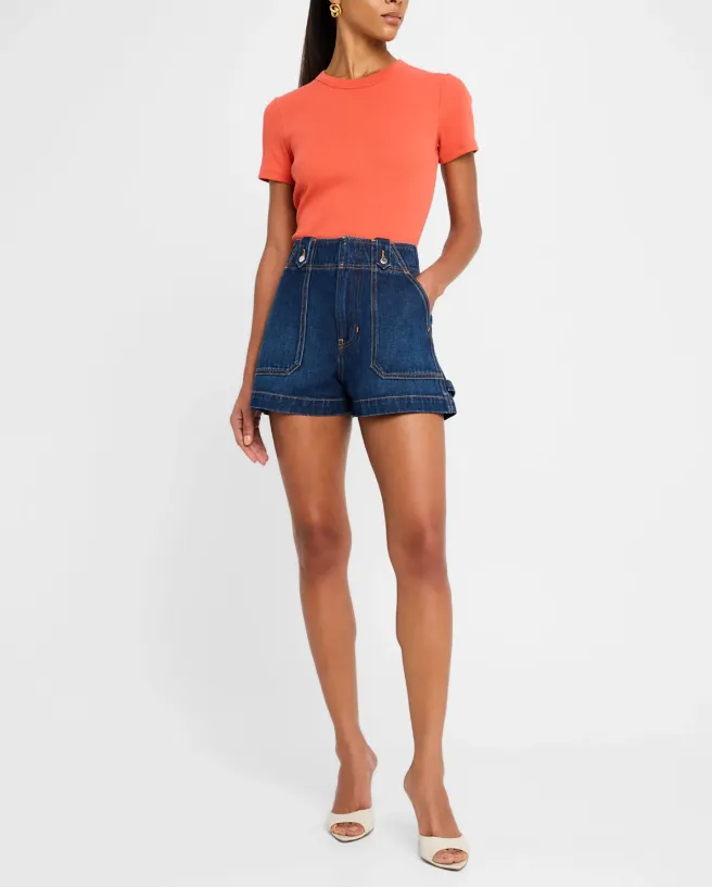 GRAHAM DENIM WORKWEAR SHORTS IN BRIGHT BLUE