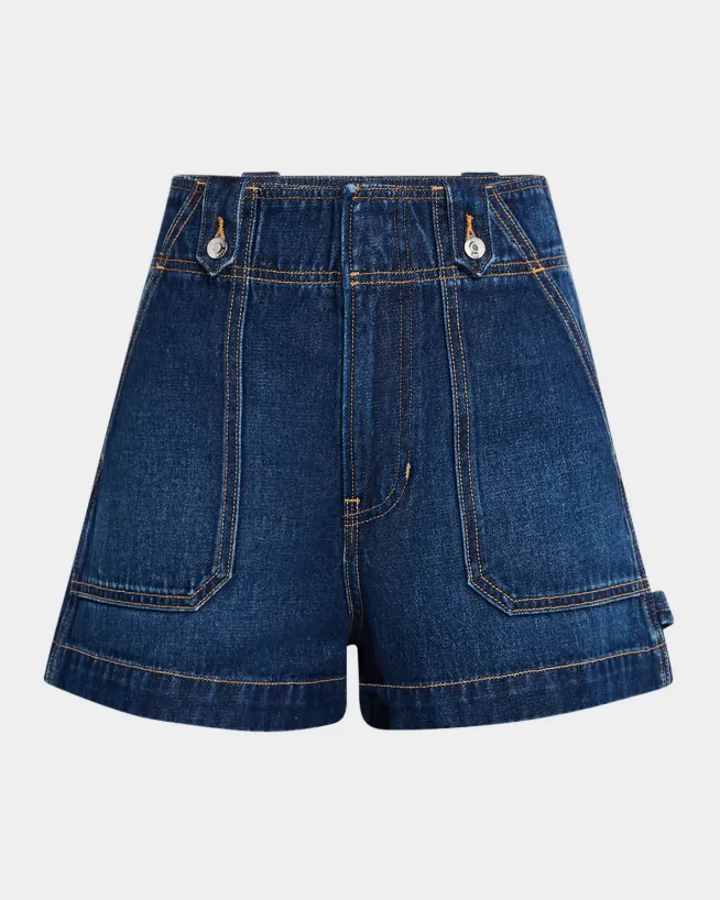 GRAHAM DENIM WORKWEAR SHORTS IN BRIGHT BLUE