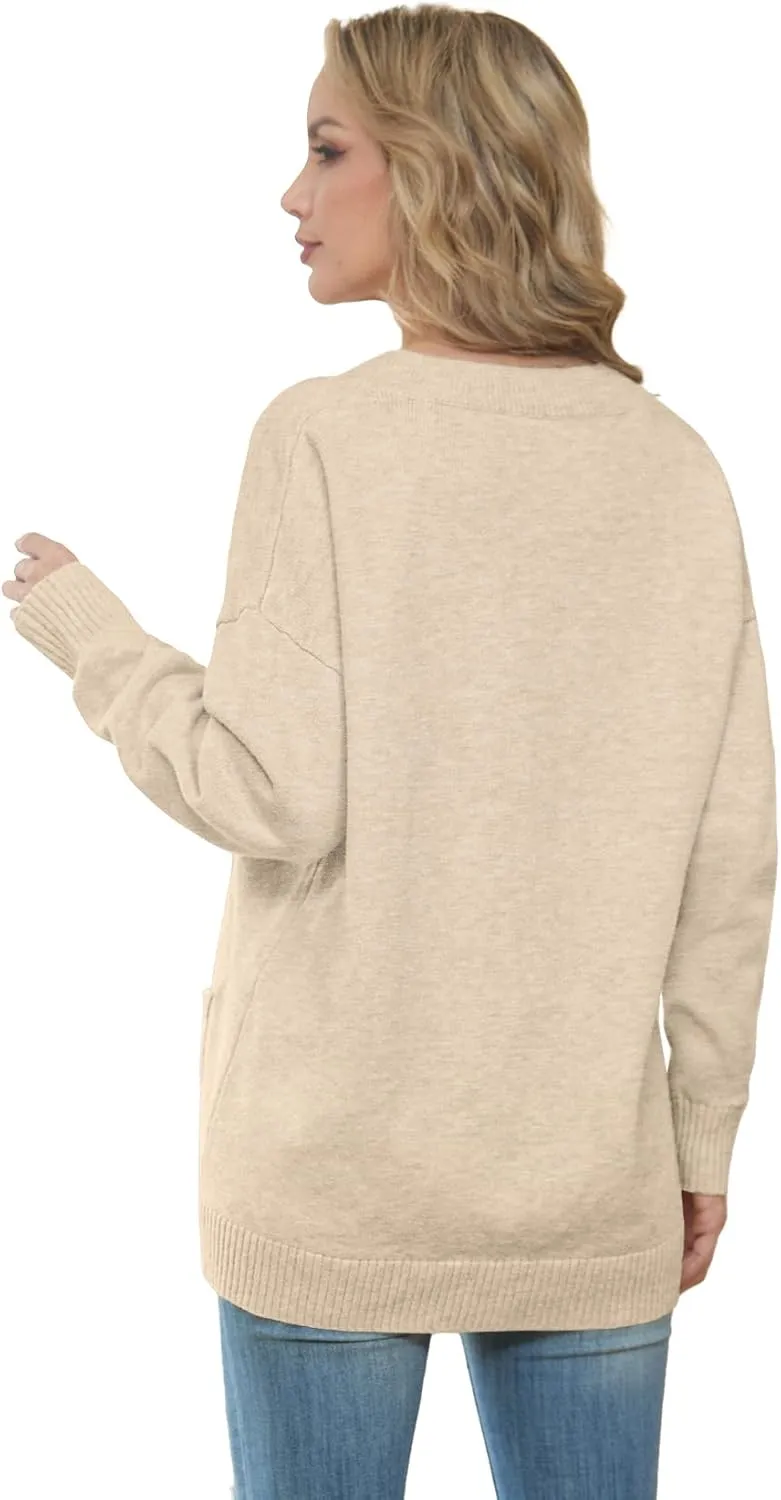 GRECERELLE Women's 2024 Fall Cardigan Sweaters Oversized Open Front Button Knit Outwear Coats with Pockets