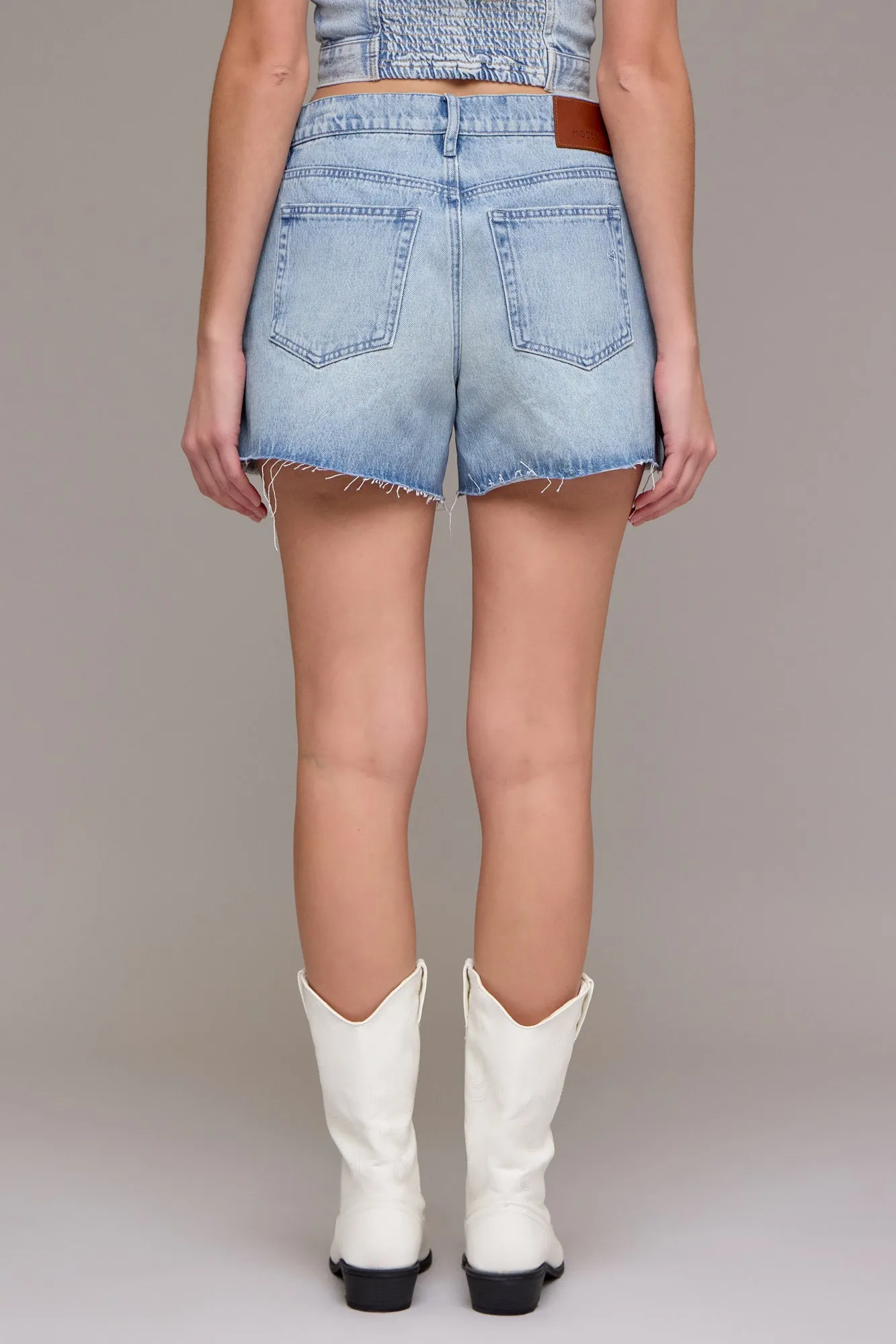  Hidden Jeans Pearl Embellished Medium Wash Shorts