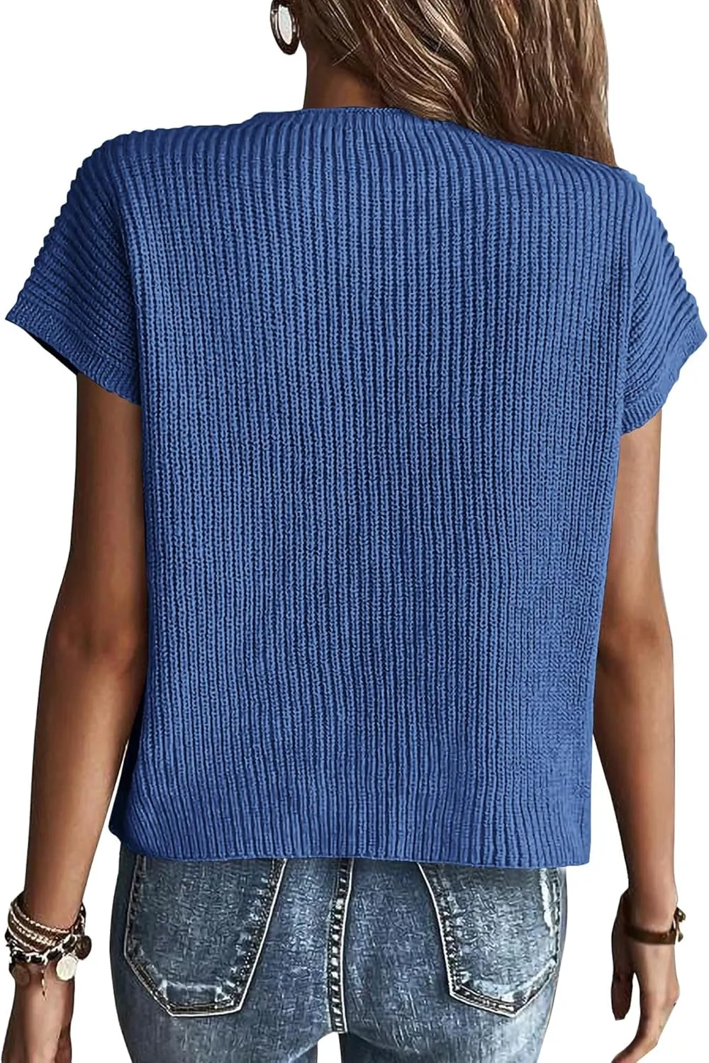 KIRUNDO Short Sleeve Sweater for Women 2025 Casual Sweater Vest Cotton Knit Pullover Tank Tops Trendy Spring Summer Outfits