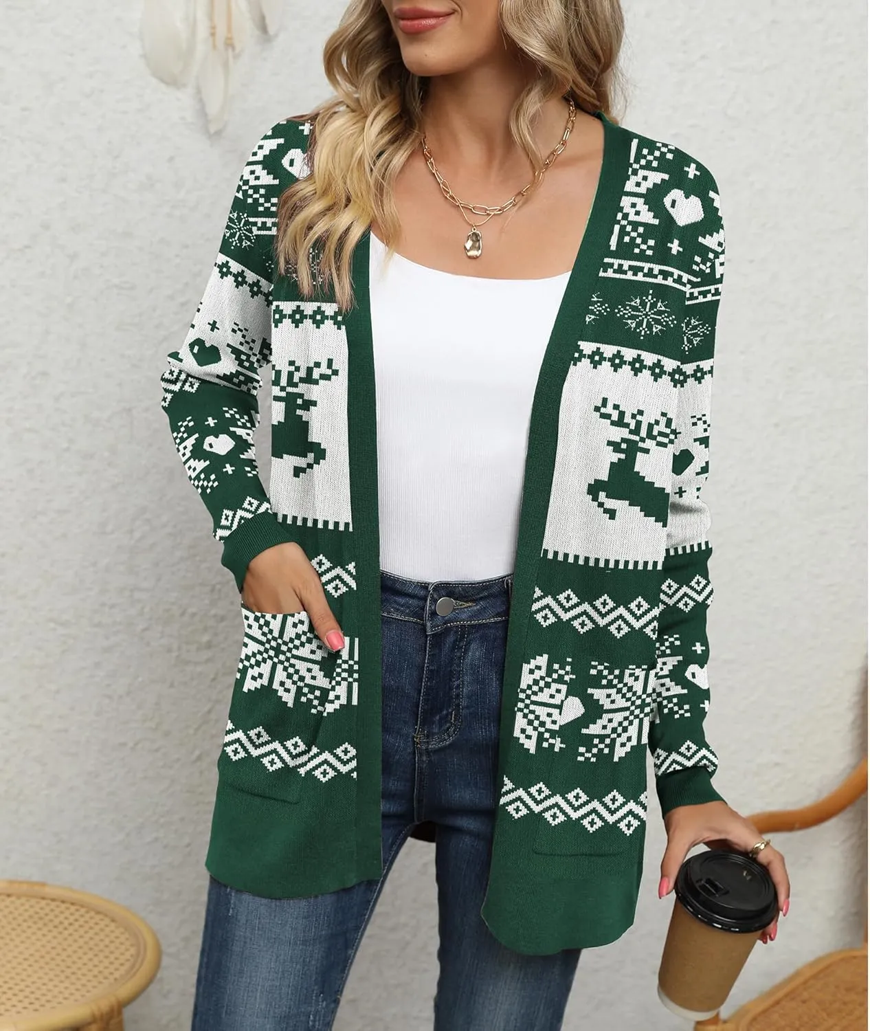 LILBETTER Womens Casual Lightweight Long Sleeve Open Front Cardigan Sweaters with Pockets