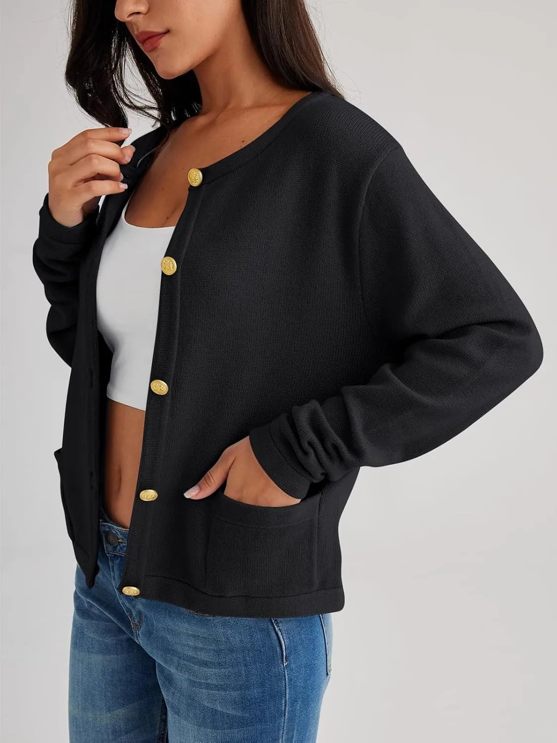 LILLUSORY Women's Cardigan Sweaters 2025 Fall Oufits Clothes Fashion Trendy Long Sleeve Tops Casual Knit Jackets