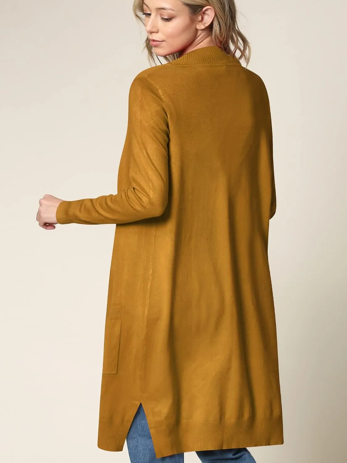 Made By Johnny Women's Open Front Casual Long Sleeve Knit Classic Sweaters Cardigan with Pockets
