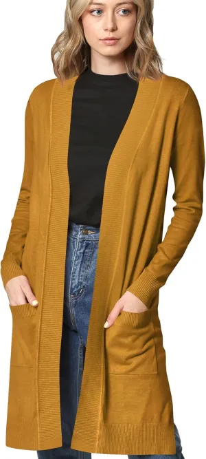 Made By Johnny Women's Open Front Casual Long Sleeve Knit Classic Sweaters Cardigan with Pockets