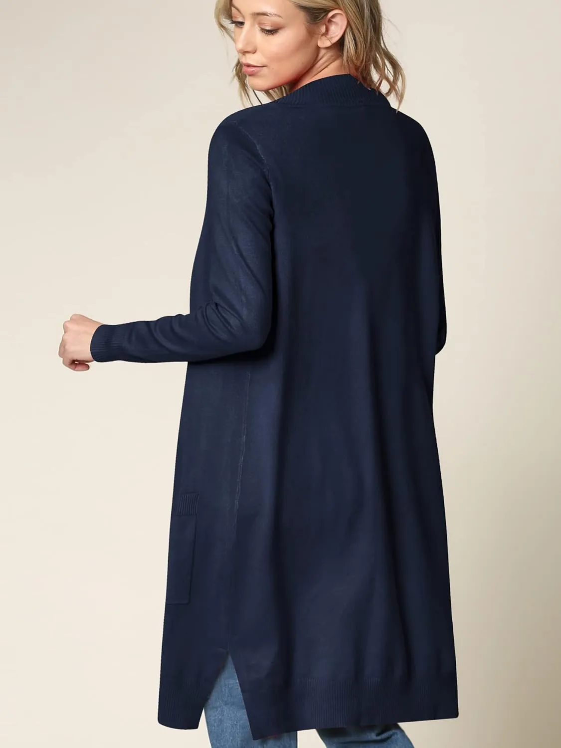 Made By Johnny Women's Open Front Casual Long Sleeve Knit Classic Sweaters Cardigan with Pockets