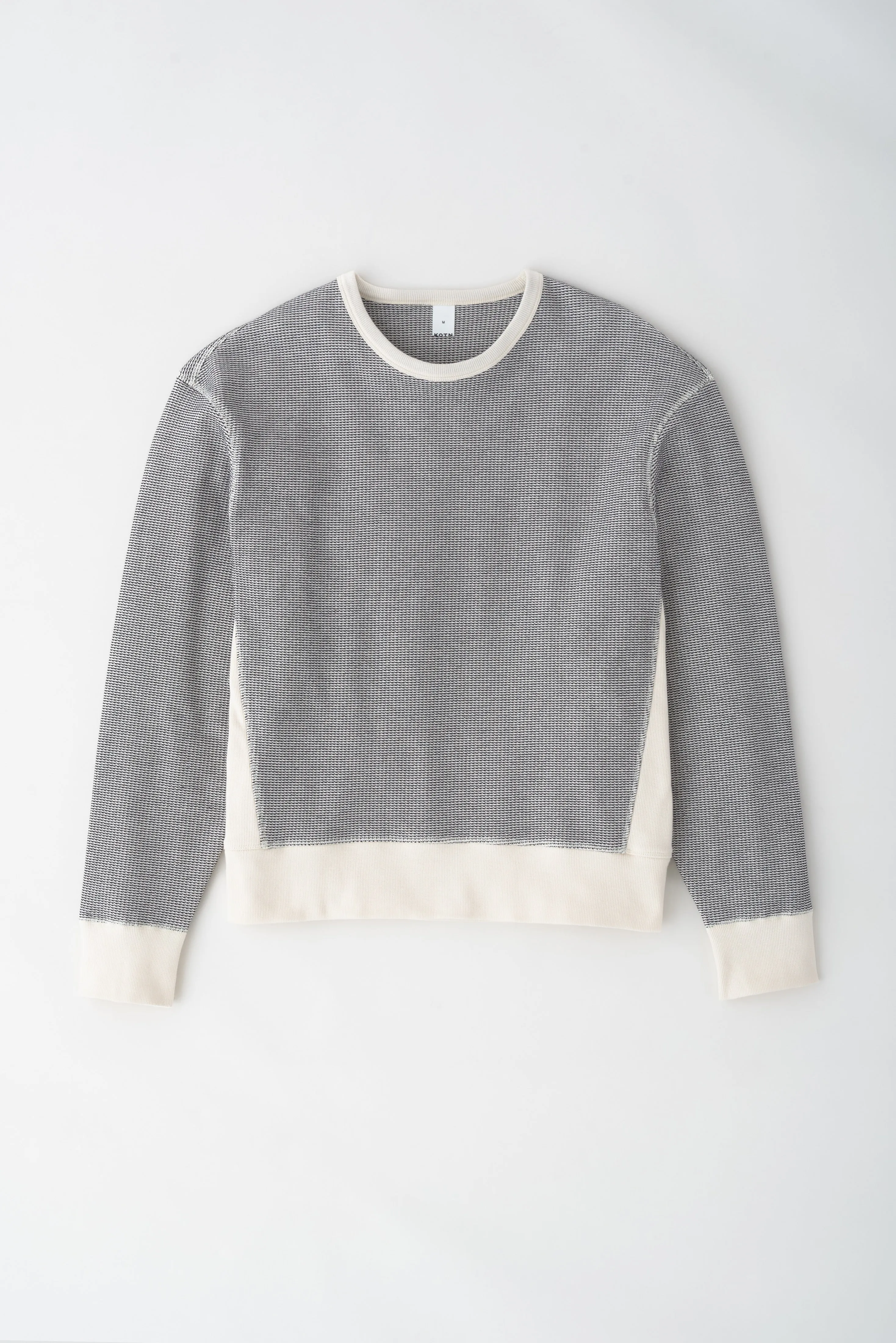 Men's Atlas 2-Tone Waffle Sweatshirt in Marshmallow/Black