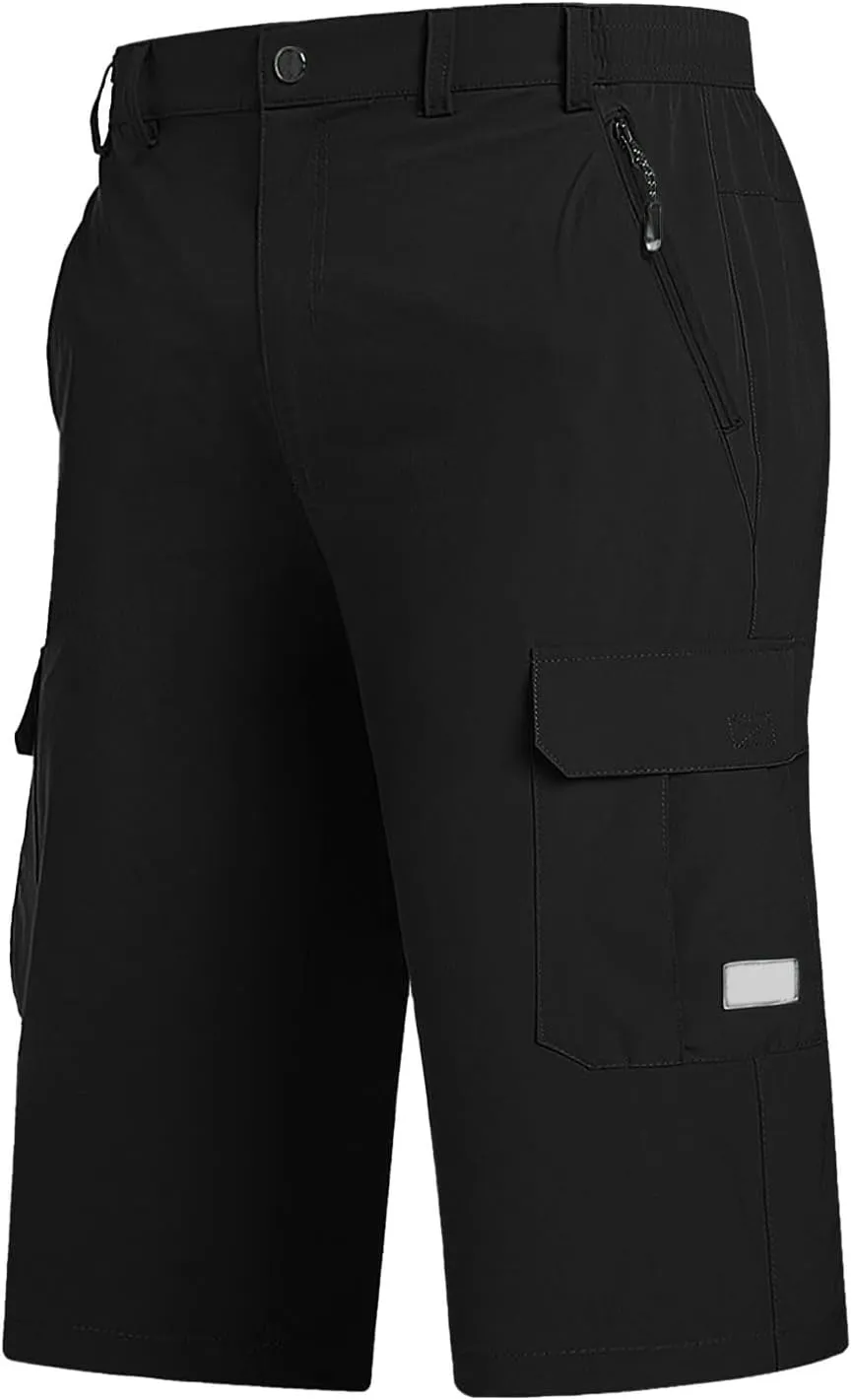 Mens Capri Cargo Pants Twill Multi Pockets Casual 3/4 Hiking Work Shorts for Men Athletic Fit Golf Tennis Tactical Pants