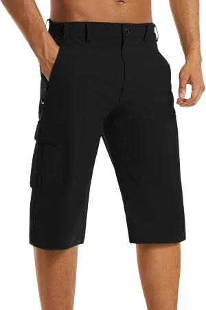 Mens Capri Cargo Pants Twill Multi Pockets Casual 3/4 Hiking Work Shorts for Men Athletic Fit Golf Tennis Tactical Pants