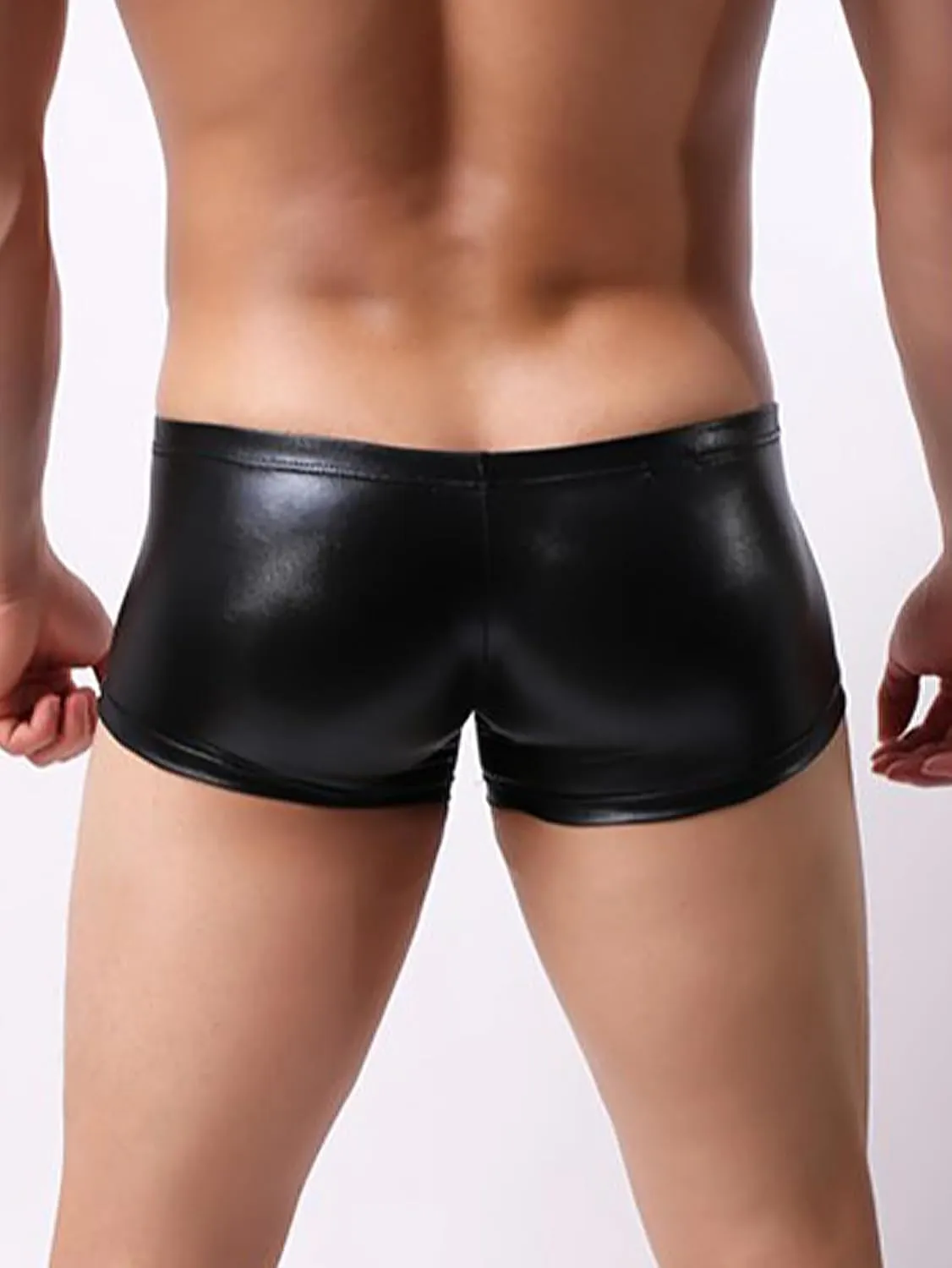 Men's Exotic Underwear Briefs Leather Pu Boxer Clubwear Shorts