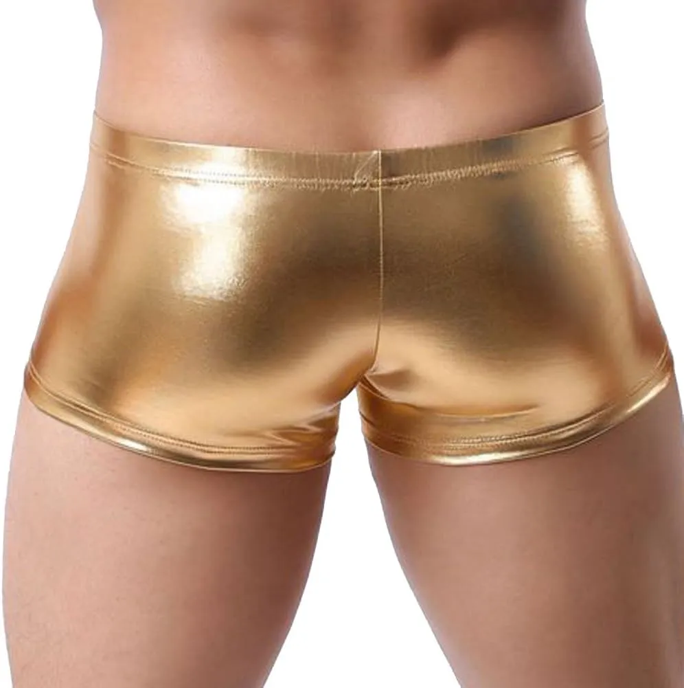 Men's Faux Leather Boxer Shorts Briefs Underwear Trunks Pants