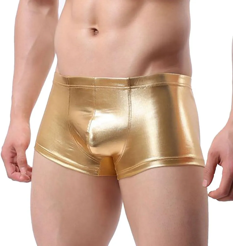 Men's Faux Leather Boxer Shorts Briefs Underwear Trunks Pants