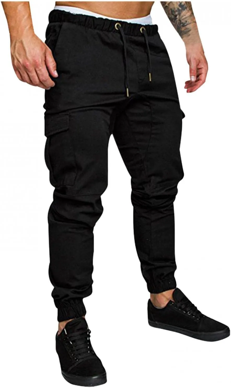 Mens Outdoor Cargo Hiking Long Pants Slim Fit Workout Athleitc Joggers Running Sports Chino Fashion Sweatpants Trousers