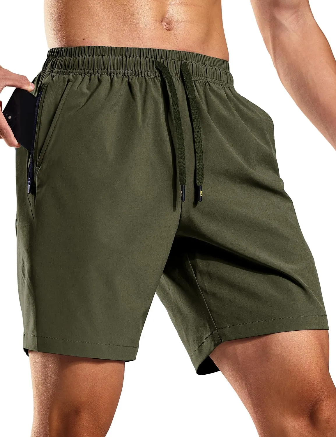 MIER Men's Workout Running Shorts 7 Inch Lightweight Athletic with Zipper Pockets No Liner Quick-Dry Gym Active Shorts