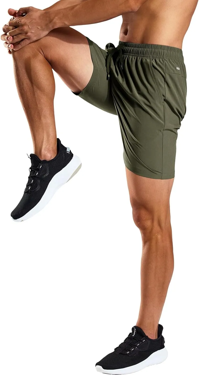 MIER Men's Workout Running Shorts 7 Inch Lightweight Athletic with Zipper Pockets No Liner Quick-Dry Gym Active Shorts