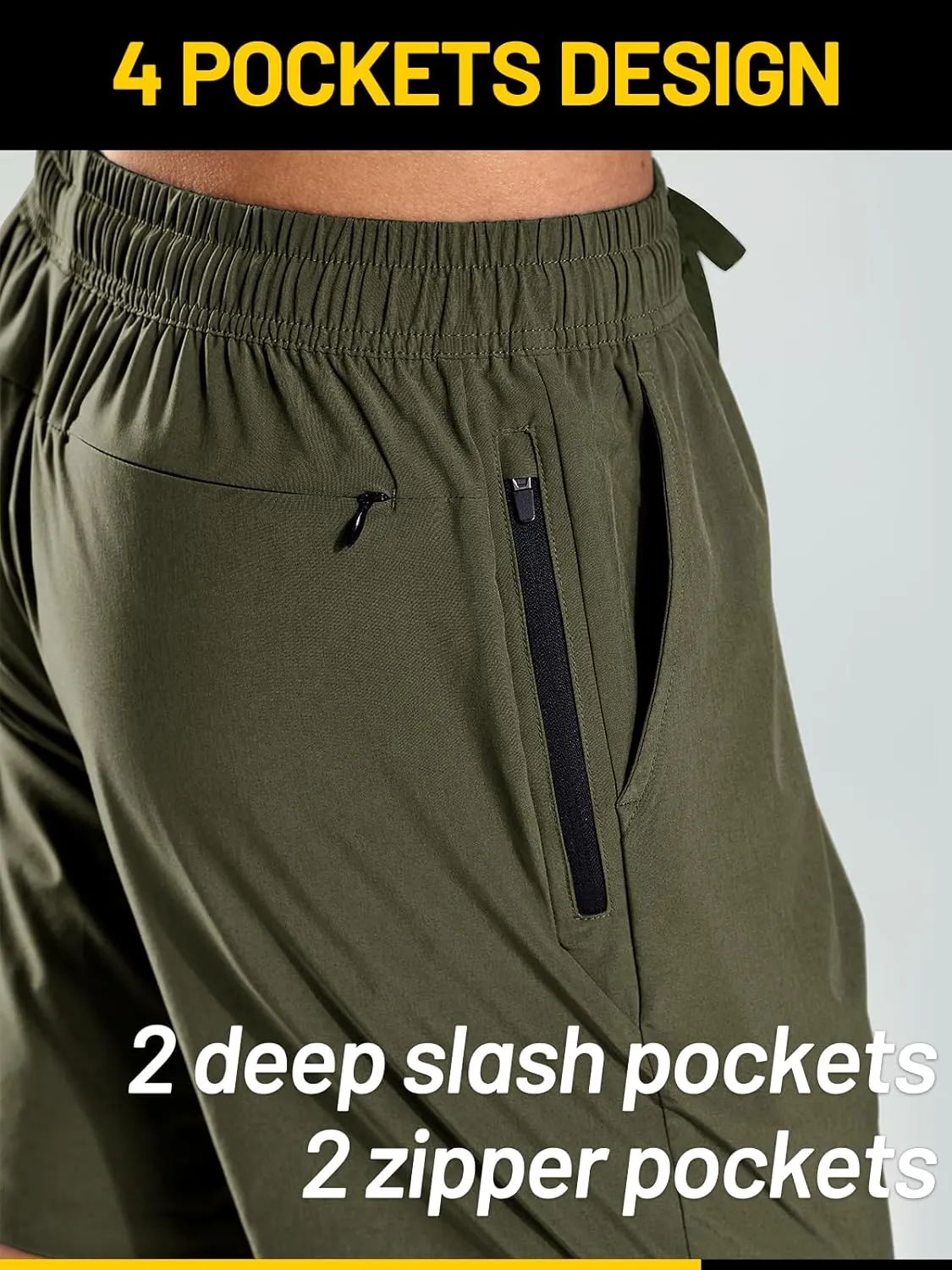 MIER Men's Workout Running Shorts 7 Inch Lightweight Athletic with Zipper Pockets No Liner Quick-Dry Gym Active Shorts