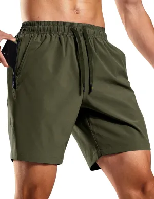 MIER Men's Workout Running Shorts 7 Inch Lightweight Athletic with Zipper Pockets No Liner Quick-Dry Gym Active Shorts