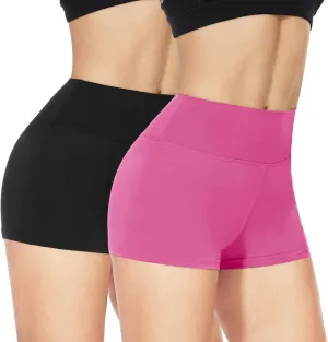 NexiEpoch 2 Pack Biker Shorts for Women - 3"/5"/8" Booty Volleyball High Waisted Black Spandex Shorts for Yoga Dance Workout