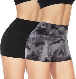 NexiEpoch 2 Pack Biker Shorts for Women - 3"/5"/8" Booty Volleyball High Waisted Black Spandex Shorts for Yoga Dance Workout