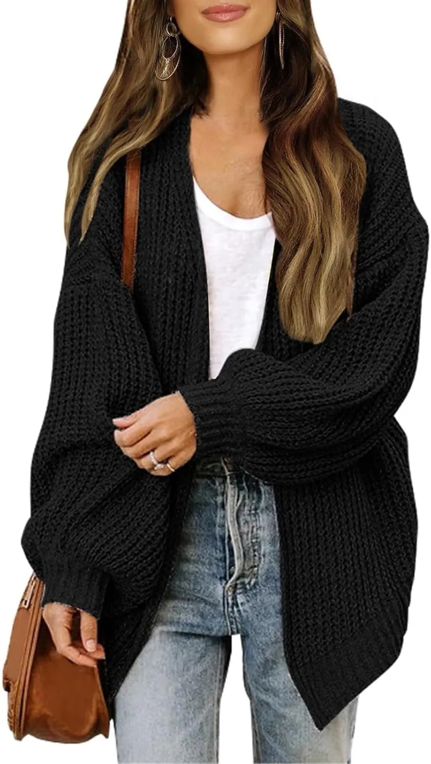 Oversized Cardigan Sweaters for Women Lightweight Crochet Sweater Casual Open Front Cardigan Sweater Coats w/Pockets