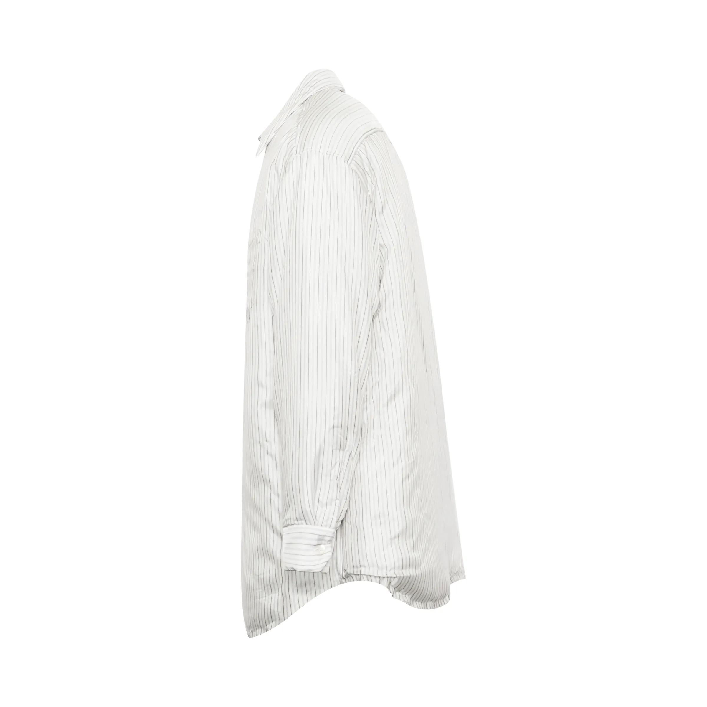 Oversized Striped Shirt Jacket in White