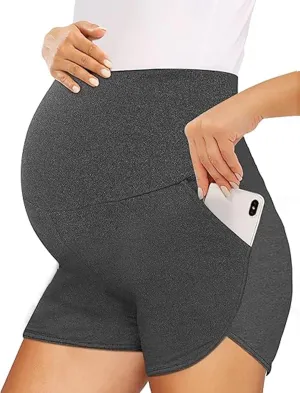 Peauty Maternity Shorts Over The Belly with Pockets, Pregnancy Lounge Shorts, Before, During After Pregnancy